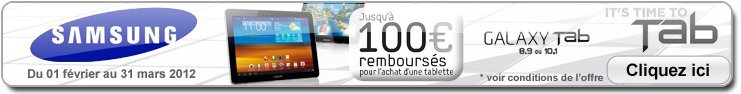 Jusqu'� 100� rembours�s pour l'achat d'une tablette GALAXY Tab