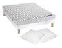 Pack matelas - sommier - pieds - 2 oreillers DUNLOPILLO LIT ARGANCE 140 PIED NATUREL