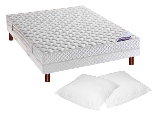 Ensemble 2 personnes DUNLOPILLO Lit ARGANCE 140 pied merisier