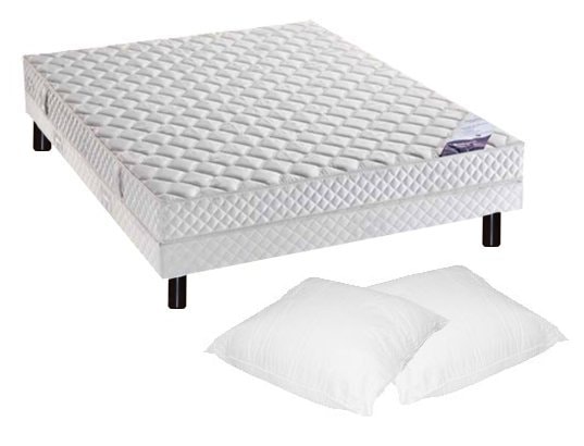 Ensemble 2 personnes DUNLOPILLO Lit ARGANCE 140x200 pied wenge