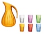 Ensemble verres et verseuse - pichet GUZZINI 6 verres hauts et carafe orange