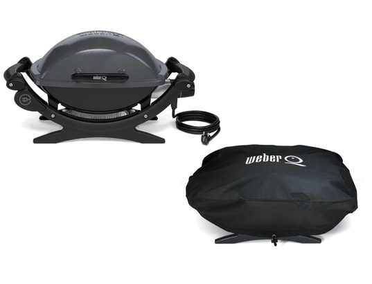 Barbecue �lectrique WEBER Q 140 gris + housse 6550