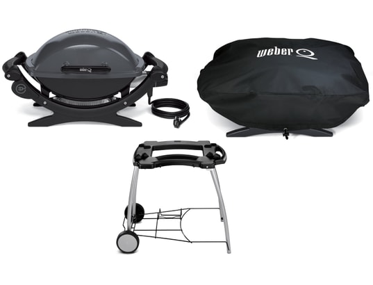Barbecue �lectrique WEBER Q 140 GRIS + chariot + housse