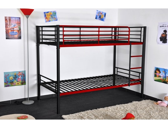 Lit superpos� LIGNE UBALDI TWINNY NOIR/ROUGE