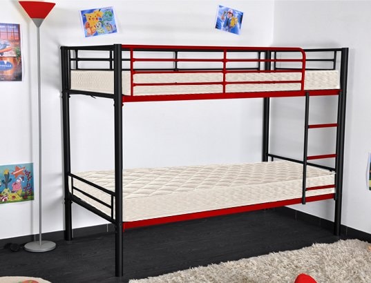 Lit superpos� LIGNE UBALDI Twinny rouge et noir + Melissa 90