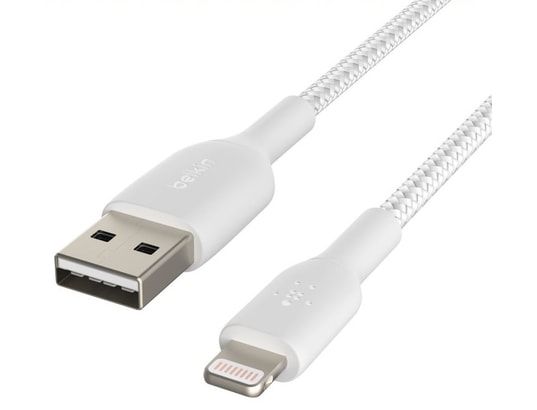 A - Lightning à gaine tressée/ 2M blanc