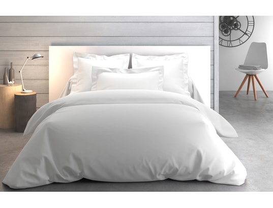 Housse couette Vexin 200x200cm blanc Percale 80F