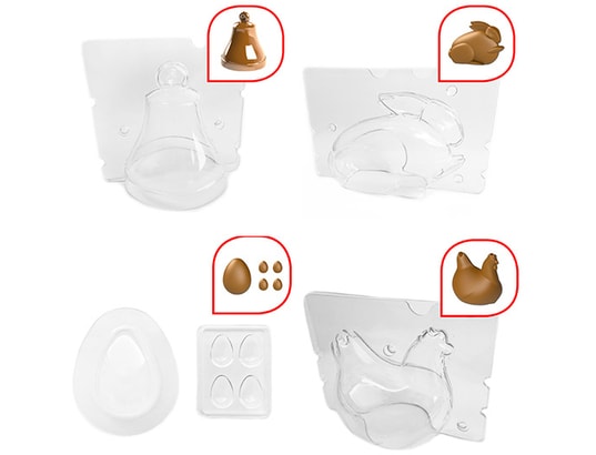 Lot de 4 moules spécial Pâques pour chocolatière