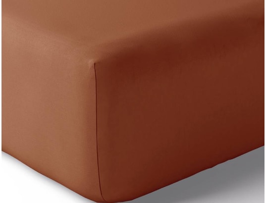 Drap housse Vexin 90x190cm terracotta Percale 80F