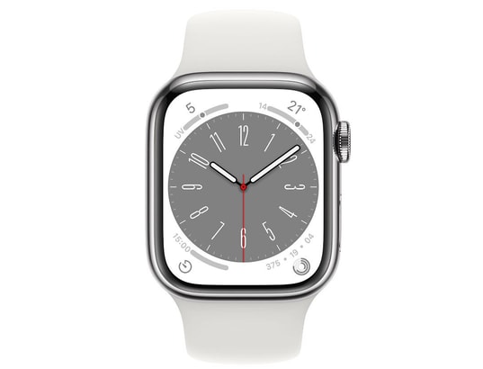 Watch 8 Alu 41mm 4G Argent/Bracelet Sport blanc