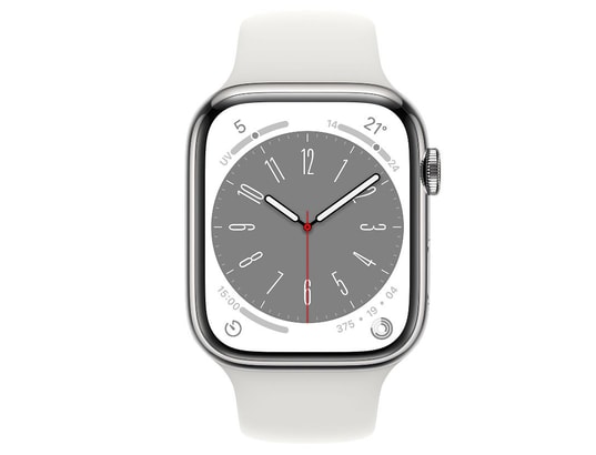 Watch 8 Acier 45mm 4G Argent/Bracelet Sport blanc