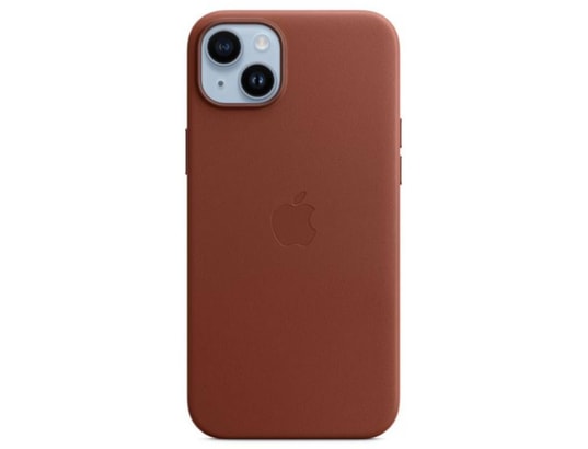 Coque cuir MagSafe iPhone 14 Plus- Marron