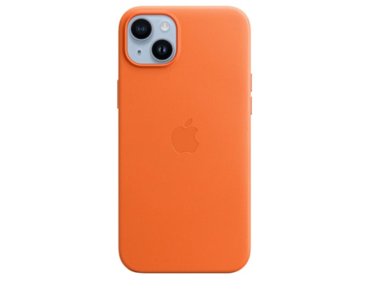 Coque cuir MagSafe iPhone 14 Plus- Orange