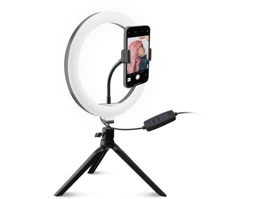 avec anneau lumineux de 20cm sur trépied