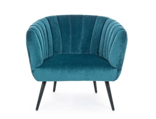 Fauteuil Avril Bleu Paon Effet Velours