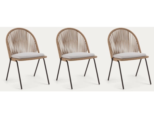 3 chaises Shann corde beige