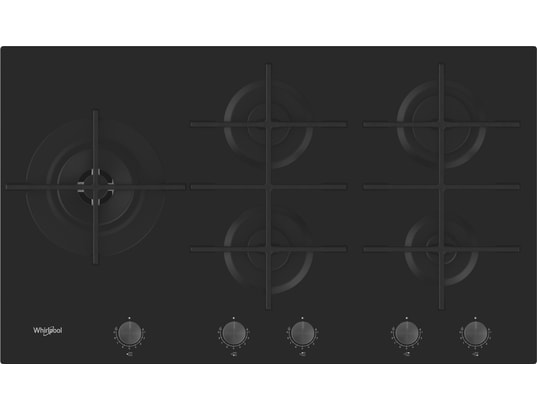 GOWL928NB, 5 foyers, verre noir, Grilles fonte