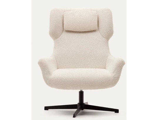 Fauteuil giratoire Zalina bouclette blanc