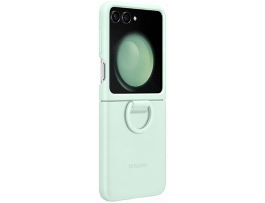 Coque Z Flip 5 Silicone Avec Anneau Vert D'Eau