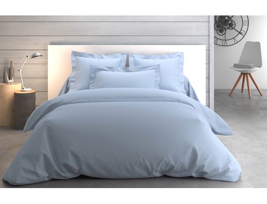 ANNE DE SOLENE Housse couette Vexin 140x200cm azur Percale 80F 