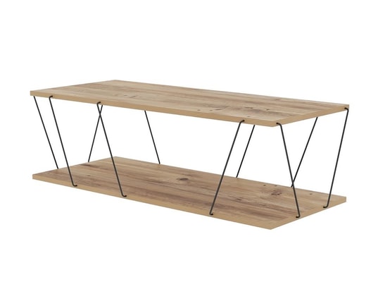 Table basse avec 1 &eacute;tag&egrave;re - Coloris : Naturel et noir - DELORY