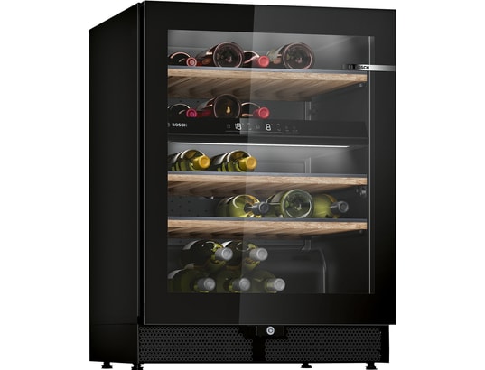 Refroidisseur de vin compresseur Bosch Serie 6 KWK16ABGB 120 L 44 bouteilles Double zone Noir - Neuf