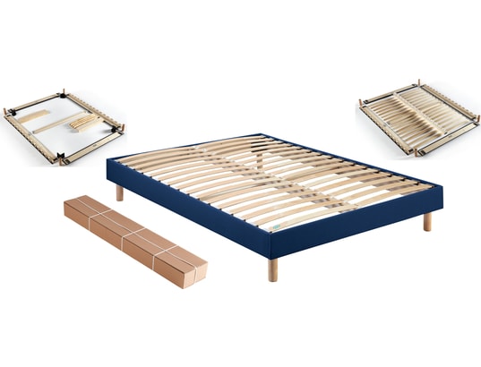 Sommier d&eacute;montable Merinos Self Kit - Chin&eacute; Bleu Nuit 140x200