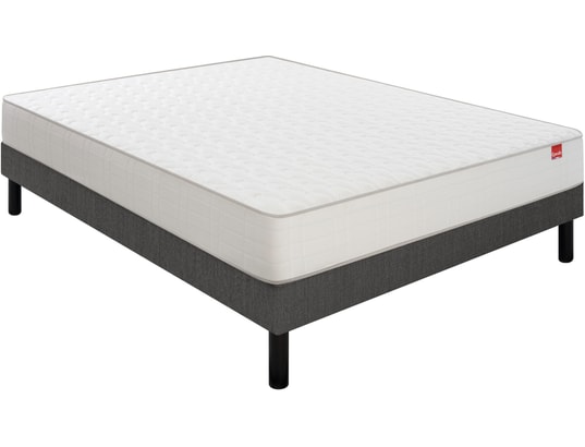 Voyage 90x200 + sommier gris fumé + pieds