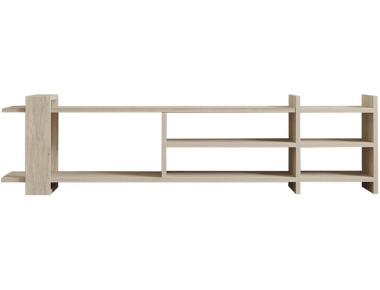HANAH HOME Meuble TV en bois ""Zeyna"" - 156 x 29 x 40 cm - Travertin