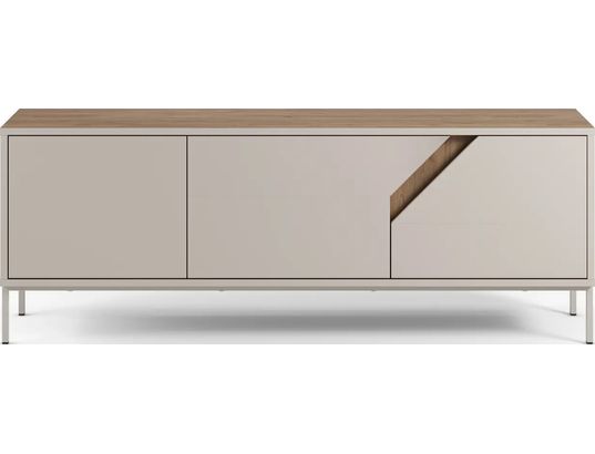 CONCEPT1 Meuble TV LILOU - Ch&ecirc;ne Artisan & Cr&egrave;me - 3 portes - 150 x 35 x 55 cm